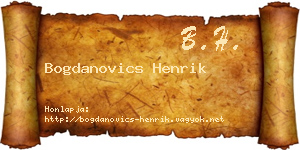 Bogdanovics Henrik névjegykártya